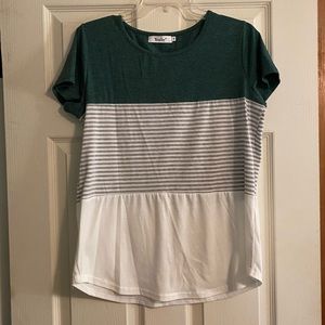 Green color block tee